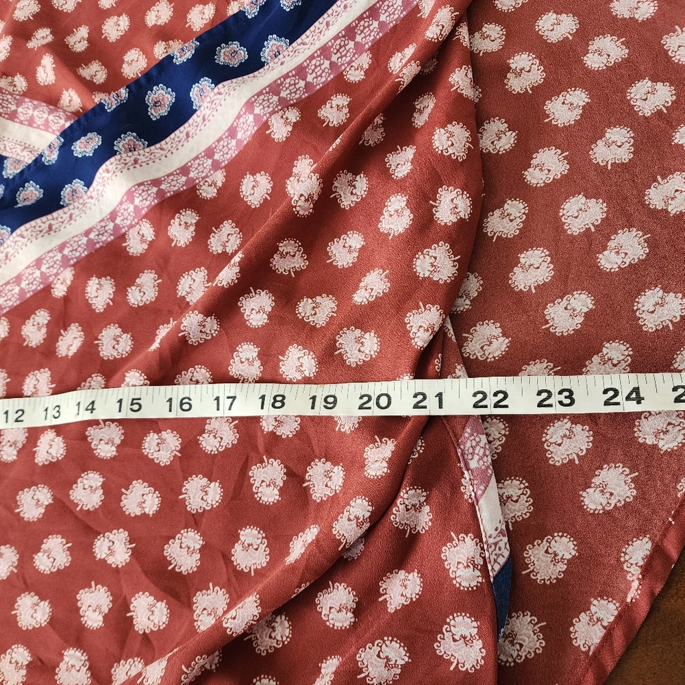 Charming Charlie Floral Wrap Red & Blue Long Sleeve Wome's Top Size M - Picture 5 of 7